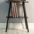 thumbnail image 2 of Pemberly Row Mid-Century Wood & Metal Turntable Stand in Black & Chrome, 2 of 9