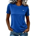 thumbnail image 2 of Womens Running Shirts Summer Crewneck Short Sleeve Basic Tee Women Soft Breathable Tshirt Slim Dry Fit Shirts Workout Tops Athletic Sports Tshirts, Blue M, 2 of 8