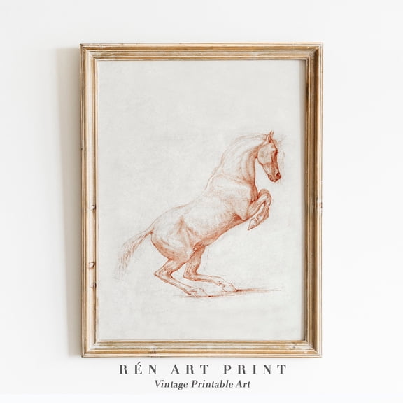 Vintage Horse Sketch Poster Antique Farmhouse Wall Art Poster, Poster Only