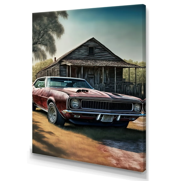 Designart Camero In Barn I Canvas Wall Art