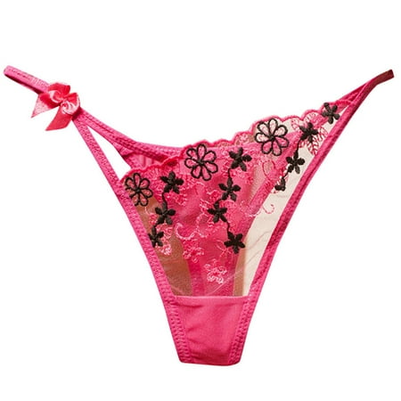 

Wotryit Womens Underwear Transparent Panties For Women Embroidered Lace Lady Thongs In Stock Lingeries Underwear Panties for Women Hot Pink One Size