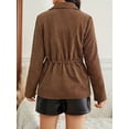thumbnail image 5 of Female Fashion Corduroy Shackets Down Jackets Tops Fall Trendy Long Sleeve Shirts Brown XXL, 5 of 9