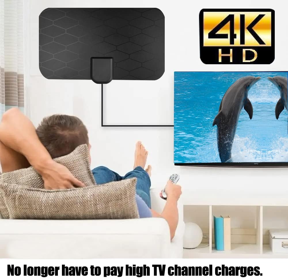 USTOP  Digital TV Antenna  with 360 Signal Booster Long 1000+ Miles Reception Support 4K 1080p Smart Television with 10ft Coaxial HDTV Cable  for  for free channels Local Channels