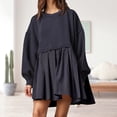 thumbnail image 1 of Vestido Vestido de dos piezas para mujer, vestido con cuello redondo, traje diario de retales con hombros caídos Kuymtek Azul marino T XL para Mujer, 1 of 5