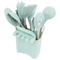 thumbnail image 3 of 13pcs Silicone Kitchenware Wooden Handle Stick Free Spatula Spoon Cooking Utensils Set with Holder for HomeLight Green, 3 of 5