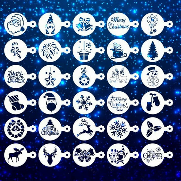 Rollbacks & More 60 Pieces Cookie Stencils Cake Templates Coffee Reusable Painting Stencil Embossing Moulds