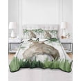 thumbnail image 2 of Twin XL Quilt Bedding Set, Easter Reversible Summer Quilt 3 Pieces, Country Rabbit Botanical Leaves Wooden Grain Lightweight Bedspreads Coverlets with 2 Pillow Shams for All Seasons, 2 of 5