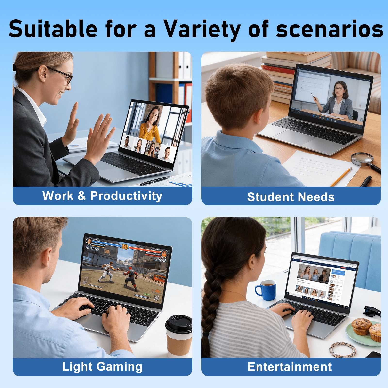 Chheart 2026 New 15.6 inch Laptop Computer,16 GB,512GB SSD,4425Y Processor(up to 1.7 GHz),Windows 11 Pro,2-Year Warranty Wifi 5 BT 4.2,Silver