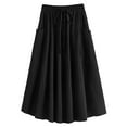 thumbnail image 4 of ShomPort Women's Casual High Waist Pleated A-Line Midi Skirt with Pocket Solid Color Beach Skirt, 4 of 6