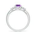 thumbnail image 2 of ANGARA Natural Oval 1.15 ct Amethyst Bypass Ring with Trio Diamond Accents in 14K White Gold for Women (Size-8x6mm) | February Birthstone, Anniversary, Jewelry Gift for Women | Natural Amethyst Ring, 2 of 8