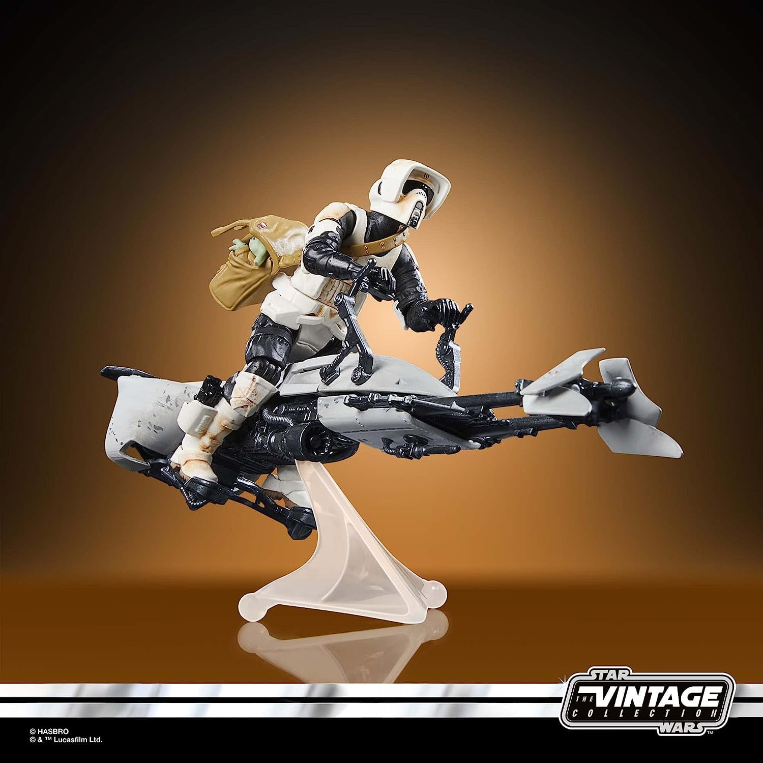 Star Wars: The Vintage Collection Speeder Bike Scout Trooper & Grogu Vehicle Kids Toy Action Figure for Boys and Girls Ages 4 5 6 7 8 and Up