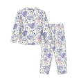 thumbnail image 2 of Uemuo Lavender Flowers Pattern Womens Pajama Sets,PJ Set for Women,Pajamas for Women Logo,Long Sleeve Pajama Set for Women,Soft Long Sleeve Top With Pants-Medium, 2 of 9
