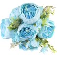 thumbnail image 1 of Ramo de flores de seda de peonía artificial vintage, decoración de boda para el hogar (azul) brillar Juguete, 1 of 4