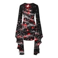 thumbnail image 4 of Hvot&aat Women's Christmas Dress Batwing Long Sleeve Round Neck Hip Skirt Vintage Holiday Party Dress, 4 of 4