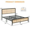 thumbnail image 2 of Rattan Bed Frame with LED Light & Storage, Woven Headboard, Boho Style Platform Bed for Mattress, No Box Spring Required, 2 of 9