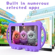 Bnegynng Kids Tablet, 7 Inch Android 12 Tablet for Kids, 4GB RAM, 32GB Storage Expandable to 1024GB, IPS Display, Dual Camera, Parental Control, Shockproof Silicone Case, Purple, Q8K