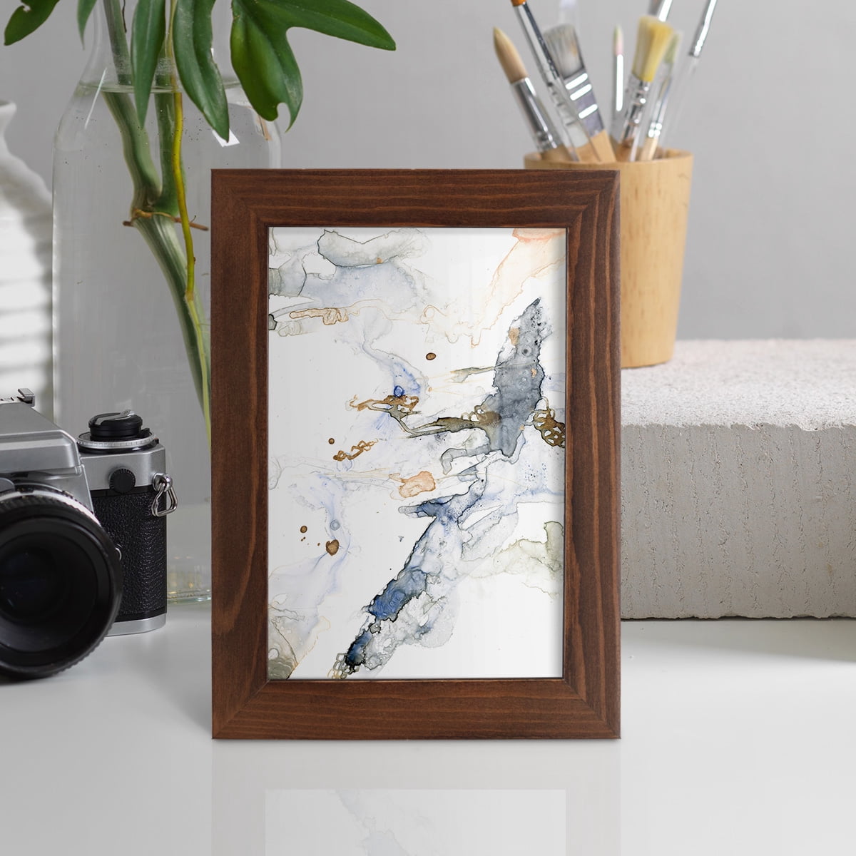 Organic Interlace I -Framed Print w/glass-Chestnut