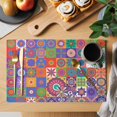 thumbnail image 2 of Colorful Ethnic Placemats Set of 6, Modern Abstract National Geometric Purple Placemats for Dining Table, Place Mats for Kitchen Tabletop, Waterproof Wipeable Dining Table Mats Set, 2 of 9