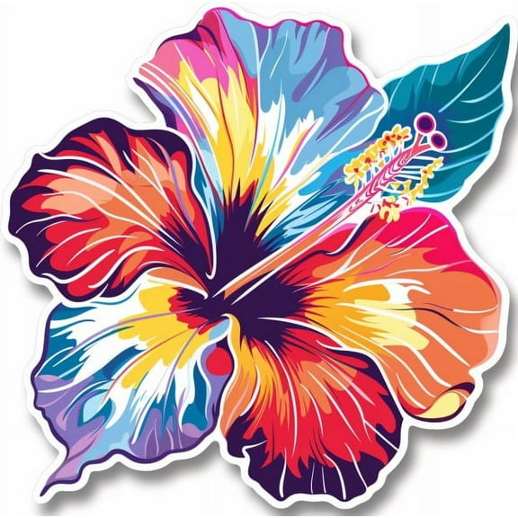 Hawaiian Flower Car Sticker – Tropical Floral Vinyl Decal, Cute Island Vibes for Cars, Durable and Weatherproof Design