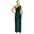 thumbnail image 2 of Xnihocha Combinaison Sans Manches pour Femmes une Épaule Robe de Soirée à Sequins Robe de Soirée Vert Foncé 3TG, 2 of 7