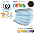 thumbnail image 1 of Cubrebocas Tapabocas Tricapa Infantil Niño 100 Pzs Azul Con Gris LINIUM HEALTH AZUL CON GRIS, 1 of 8