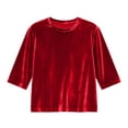 thumbnail image 4 of AWZXDE T-Shirt en Velours pour Filles à Manches 3/4, Doux, Col Rond, Hauts Décontractés pour Filles, T-Shirt de Base Confortable 3-14 Ans, 4 of 4