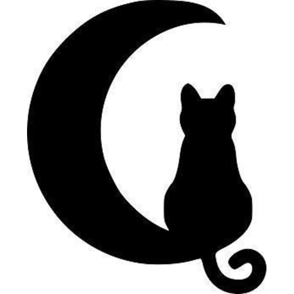 Cat Moon 6 Inch Vinyl Car Decal – Pet Animal Sticker for Truck, Car, Tumbler, Cup, Laptop, Decor, Locker, Table, Window