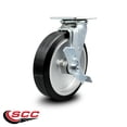 thumbnail image 2 of 8 Inch Rubber on Aluminum Swivel Caster with Roller Bearing and Brake SCC, 2 of 2