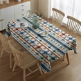 thumbnail image 2 of Blue and Orange Geometric Boho Pattern Rectangle Tablecloth 60"x84",Waterproof Polyester Rectangle Table Cloth, Wipeable Spillproof Polyester Tablecloth for Dining, Camping, Indoor and Outdoor, 2 of 5