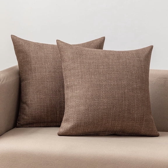 Mictong Light Brown Square Linen Pillow, 1 Piece, 17.72 * 17.72 Inches, Modern Country Style Pillow, Decorative Pillow For Living Room Sofa And Bedroom Bed