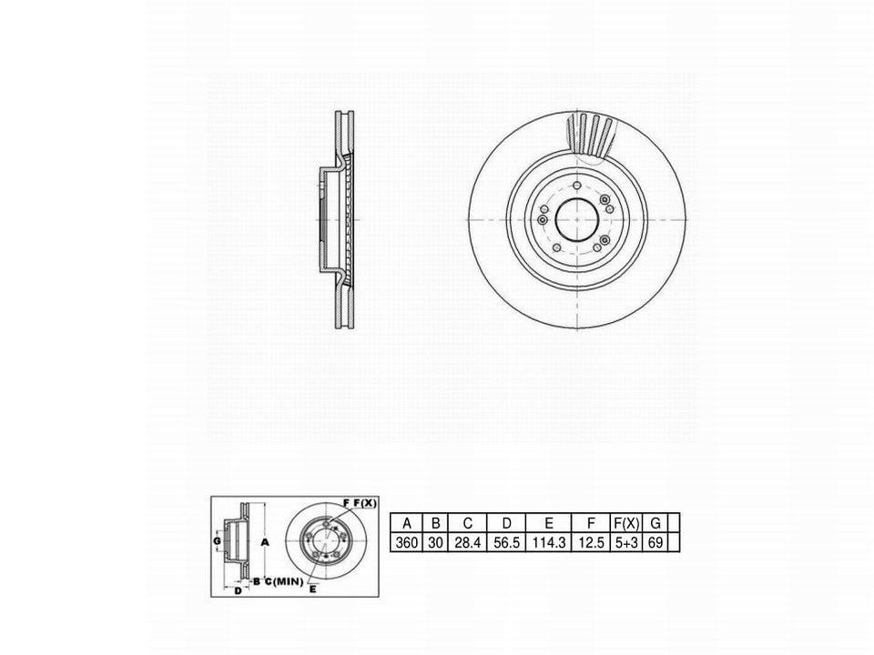 Winstop Brake Rotor, Front WS253006, Genesis G80 2020-2018