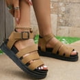 thumbnail image 5 of Mostsola Platform Sandals for Women Casual Peep Toe Slingback Flats Ankle Strap Gladiator Sandals, 5 of 8