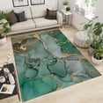 thumbnail image 2 of Abstract Green Gold Plated Marble Corrugated Foldable Area Rug, Washable Non-slip Durable Low Pile Easy Clean Mat For Living Room Bedroom Entryway Hallway Dormitory 5x6ft, 2 of 6
