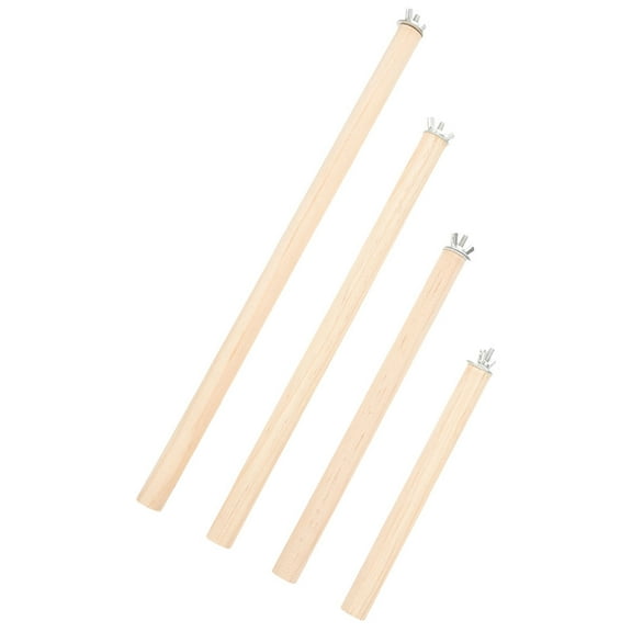 WHAMVOX Wooden Bird Perch for Cage, Easy to Install Parrot Standing Stick, 4pcs Set with Various Sizes for Birds