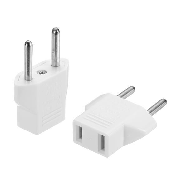 Uxcell 2 PCS US to EU Plug Socket Jack, US 2 Pin to European 2 Outlet Adapter Travel Charger Converter, 125V/250V 6A, White