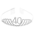 thumbnail image 1 of 40th Birthday Tiara Crystal Rhinestone Birthday Tiara Queen Crowns Headband With Hair Combs Clip, 1 of 7
