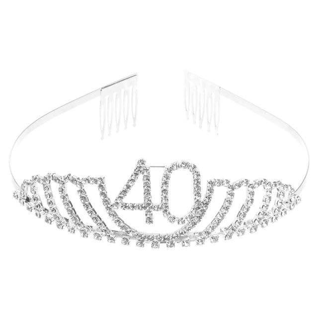 40th Birthday Tiara Crystal Rhinestone Birthday Tiara Queen Crowns Headband With Hair Combs Clip