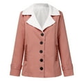 thumbnail image 3 of Women Plus Size Jacket,Winter Warm Coat for Women,Composite Plush Button Lapels Long Sleeve Outwear,Denim Faux Fur Jacket, 3 of 4