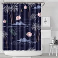 thumbnail image 2 of Beach Vacation Shower Curtain, Aloha Hawaiian Paradise with Tropical Palm Tree and Nautical Coastal Scene, Waterproof Boho Fabric with Hooks, Great for Summer Bathroom Decor, 2 of 5
