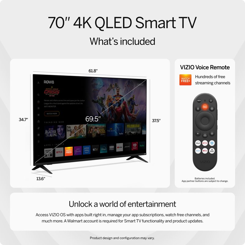 VIZIO 70" Class Quantum 4K QLED HDR Smart TV (NEW) VQD70R-10 feature detail