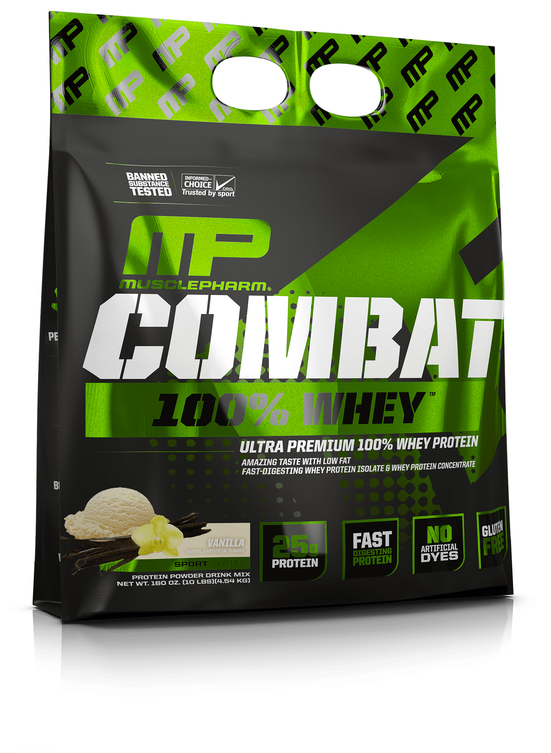 MusclePharm Combat 100 Whey Protein, 10 lb. Bag, Vanilla