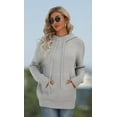 thumbnail image 2 of CoCopeaunts Hoodie Sweaters for Women Slouchy Solid Color Casual Loose Long Sleeve Pocket Pullover Sweaters with Drawstring, 2 of 4