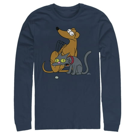 Men's The Simpsons Family Pets Long Sleeve Shirt Navy Blue 2X Large