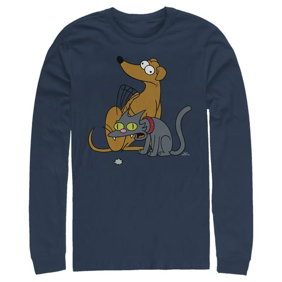 Men's The Simpsons Family Pets Long Sleeve Shirt Navy Blue 2X Large