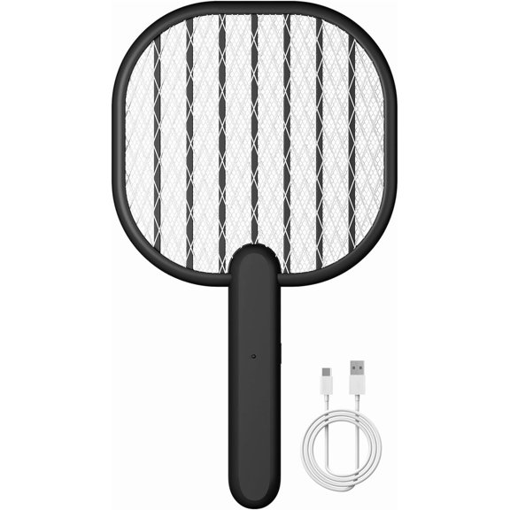 Electric Fly Swatter Bug Zapper: 3500V Mosquito Killer Racket with USB Rechargeable Insect Trap Pest Control Handheld Lightweight 5-Layer Safety Mesh for Indoor Home Office Backyard Patio Camping