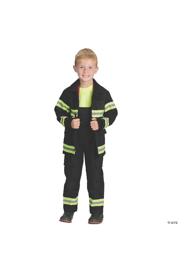 Black Firefighter Jacket & Bib Overalls w/Suspenders, Size 4/6