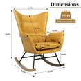 thumbnail image 2 of Aibecy Modern Upholstered Rocking Chair with High Backrest, Wooden Base, and Armrests, Brown, 2 of 7