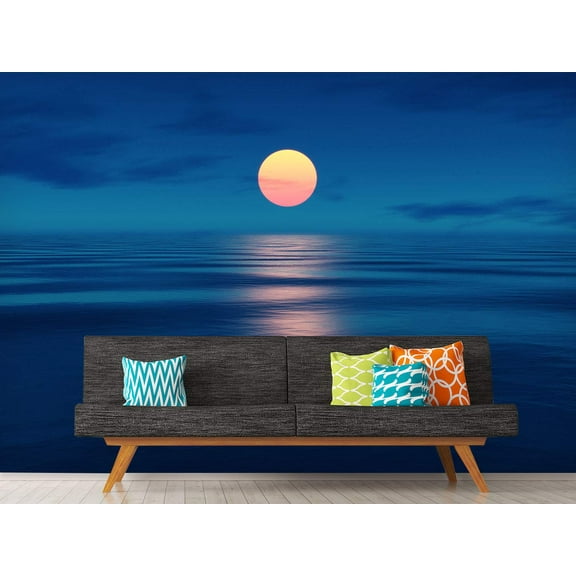wall26 - an Image of a Beautiful Sunset Over The Ocean - Removable Wall Mural | Self-Adhesive Large Wallpaper - 66x96 inches