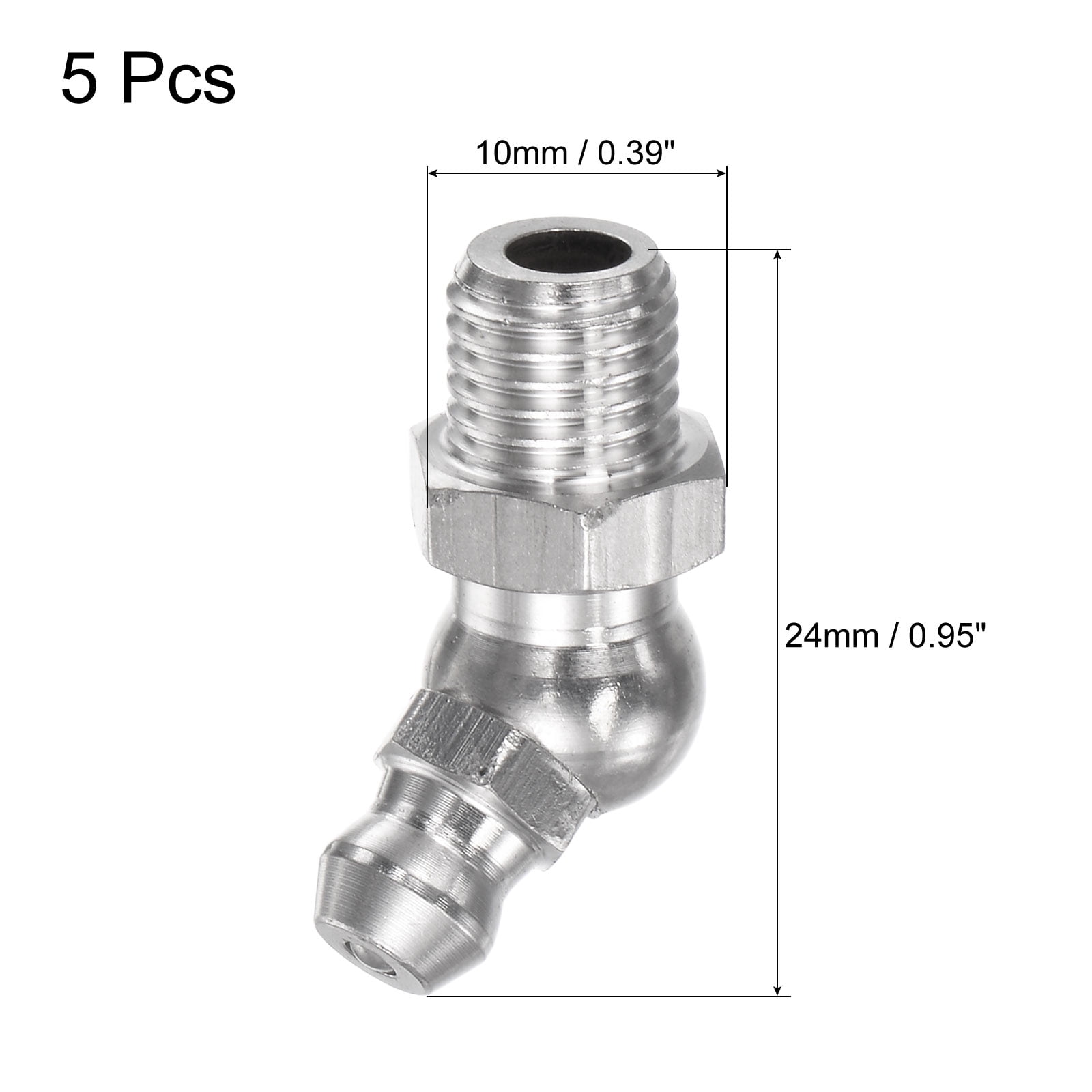 Unique Bargains Stainless Steel Grease Fitting Hydraulic Grease Fitting Tools M8x1mm 5Pcs