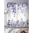 thumbnail image 3 of Purple Eucalyptus Leaves Sheer Curtains 108 Inch Length 2 Panels Set Window Treatments, Spring Summer Botanical Rod Pocket Semi Curtains for Living Room/Bedroom/Kitchen Décor, 104"W x 108"L, 3 of 7
